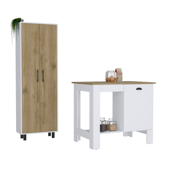 Arlington 2 Piece Kitchen Set, White / Light Oak