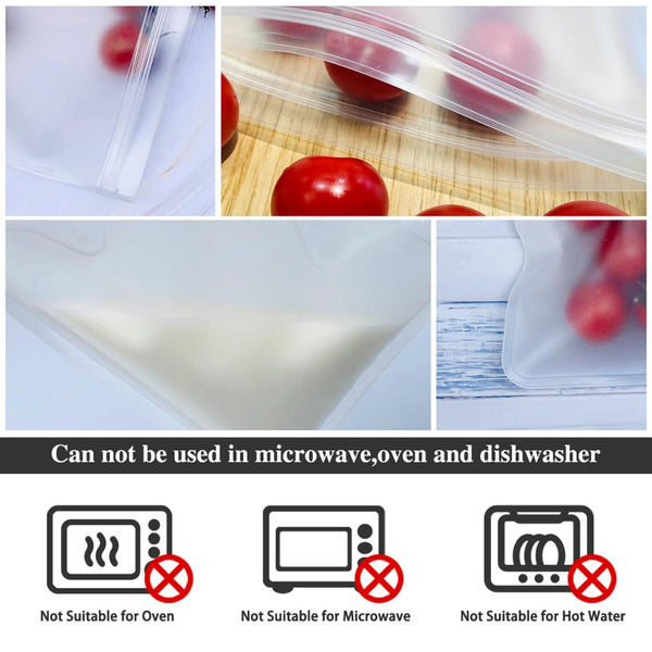 Food Storage Bag Reusable Freezer Bag PEVA Ziplock Silicone Bag Leakproof Top Kitchen Organizer