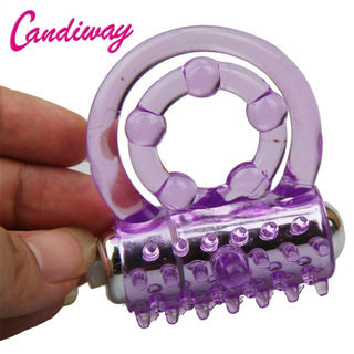 Buy purple CandiWay Mini Vibrators Rings Double Cockring Delay Premature Ejaculation Penis Ball Loop Lock Sex Toys Product for Men