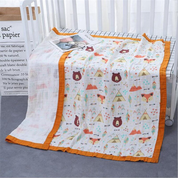 110x120cm 4 and 6 Layers Muslin Bamboo Cotton Newborn Baby Receiving Blanket Swaddling Kids Children Baby Sleeping Blanket